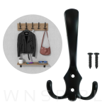 Wieszak na ubrania czarny, haczyki ścienny + zestaw montażowy - 4