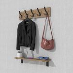 Wieszak na ubrania czarny, haczyki ścienny + zestaw montażowy - 3