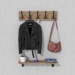 Wieszak na ubrania czarny, haczyki ścienny + zestaw montażowy - 5