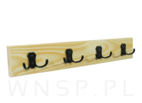 Wieszak ścienny na ubrania, z 4 haczykami, surowy - 3