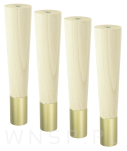 Noga bukowa prosta, stożek 20 cm, surowa z nakładką mosiężną - 4