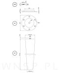 Zestaw 4x Noga meblowa do stołu 73,9 cm, dąb, surowa - 2