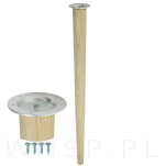 Zestaw 4x Noga meblowa do stołu 73,9 cm, dąb, surowa - 3