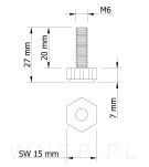 Regulator, stopka meblowa M6 X 25 mm (sześciokątna) - 2