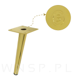 Noga stalowa skośna stożek 18 cm, z blachą montażową, złota - 6