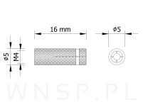 Tuleja mosiężna M4 X 16 mm, rozporowa mosiężna - 5