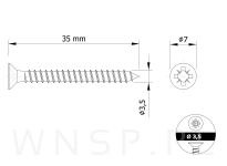 Wkręty hartowane stożkowe do drewna 3,5 X 35 mm - 2