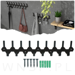 Wieszak 520 mm z 17 uchwytami, haczyk, kolor czarny przykręcany - 6