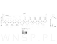Wieszak 520 mm z 17 uchwytami, haczyk, kolor czarny przykręcany - 2