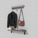 Wieszak 520 mm z 17 uchwytami, haczyk, kolor czarny przykręcany - 3