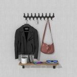 Wieszak 520 mm z 17 uchwytami, haczyk, kolor czarny przykręcany - 5