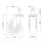 Kółko obrotowe Ø 65 mm, gumowane czarne z bolcem Ø 11 x 22 mm - 2