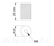 Gałka czarna, karbowana fi 15 X 25 mm - 2