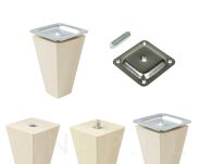 Nóżka bukowa trapez do mebli prosta 15 cm z blachą - 10