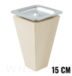 Nóżka bukowa trapez do mebli prosta 15 cm z blachą - 4