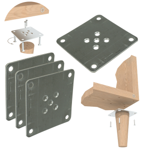Blacha mocująca 200 sztuk do nóg 70 X 70 X 2 mm, stal, 9 otworów ocynk biały