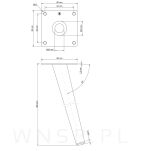Noga stalowa skośna stożek 30 cm, z blachą montażową, czarna matowa - 2