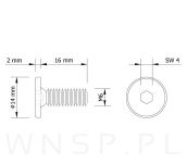 M6 X 16 mm metryczny z łbem walcowym SW 4 - 2