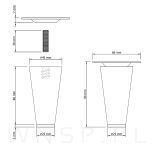 Noga bukowa prosta, stożek 8 cm biała z blachą montażową - 2