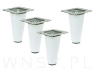 Noga bukowa prosta, stożek 8 cm biała z blachą montażową - 10