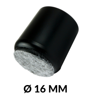 Ślizgacz ochronny PVC okrągły na nogę Ø 16 mm, czarny z filcem