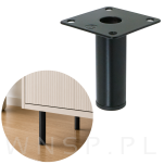 Noga stalowa 7,5 CM, z blachą montażową, czarna matowa - 2