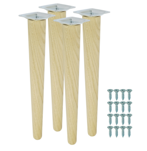 4x Noga dębowa prosta UNIQ 35 CM z blachą montażową