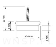 Ślizgacz filcowy z wkrętem fi 24 mm - ocynk biały - 2
