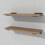 Zestaw 2 półek ściennych w dekorze orzechu 400 x 150 x 18 mm, ze wspornikami montażowymi - 4
