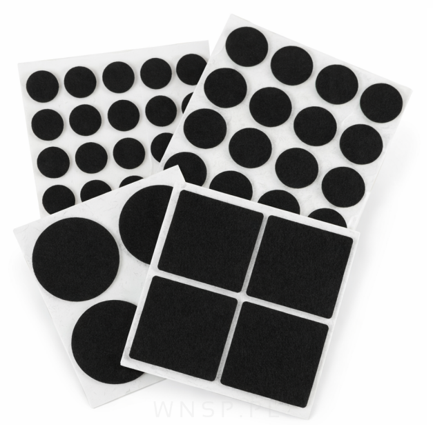 PODKŁADKI FILCOWE POD KRZESŁA, MEBLE, NOGI SAMOPRZYLEPNE ZESTAW 53 SZT CZARNY FILC