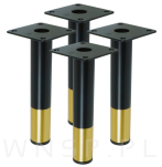 Noga stalowa 14,6 CM, z blachą montażową, czarna matowa + złoto - 8