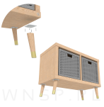 Nóżka dębowa skośna stożek 15 cm surowa, z nakładką antico - 6