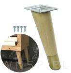 Nóżka dębowa skośna stożek 15 cm surowa, z nakładką antico - 2