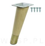 Nóżka dębowa skośna stożek 15 cm surowa, z nakładką antico - 4
