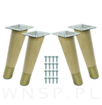 Nóżka dębowa skośna stożek 15 cm surowa, z nakładką antico - 7