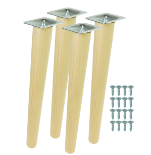 4x Noga bukowa skośna UNIQ 20 CM z blachą montażową
