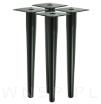 Noga stalowa prosta stożek 30 cm, z blachą montażową, czarna matowa - 7