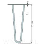 Noga stalowa z pręta 12 mm, typ Hairpin, stalowa surowa, lakier bezbarwny 400 mm - 3