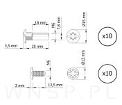 10 x Złącze meblowe śrubowe Ø 8 mm M6 (25 - 35 MM) do szafek, płyt meblowych - 4