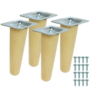 4x Noga bukowa skośna UNIQ 12 CM z blachą montażową
