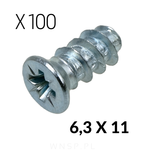 6,3 X 11 mm eurowkręt z łbem stożkowym