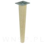 Noga dębowa prosta, stożek 45 cm surowa z blachą montażową - 5