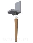 Noga dębowa prosta, stożek 45 cm surowa z blachą montażową - 11