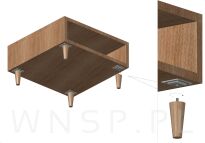 Noga dębowa prosta, stożek 45 cm surowa z blachą montażową - 16
