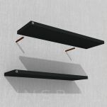 Zestaw 2 półek ściennych czarnych 400 x 200 x 18 mm, z niewidocznymi ramionami - 6