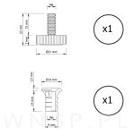 Regulator, stopka meblowa M6 X 15 mm z mufą wbijaną - 2