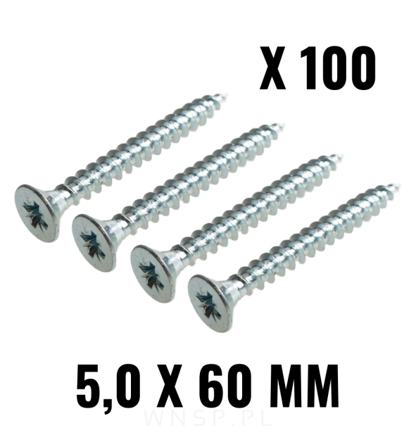 Wkręty hartowane stożkowe do drewna 5,0 X 60 mm