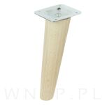 Noga meblowa bukowa skośna, 25 cm surowa z blachą montażową - 4