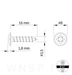 Wkręt 3,5 X 16 mm podkładkowy do drewna - 2