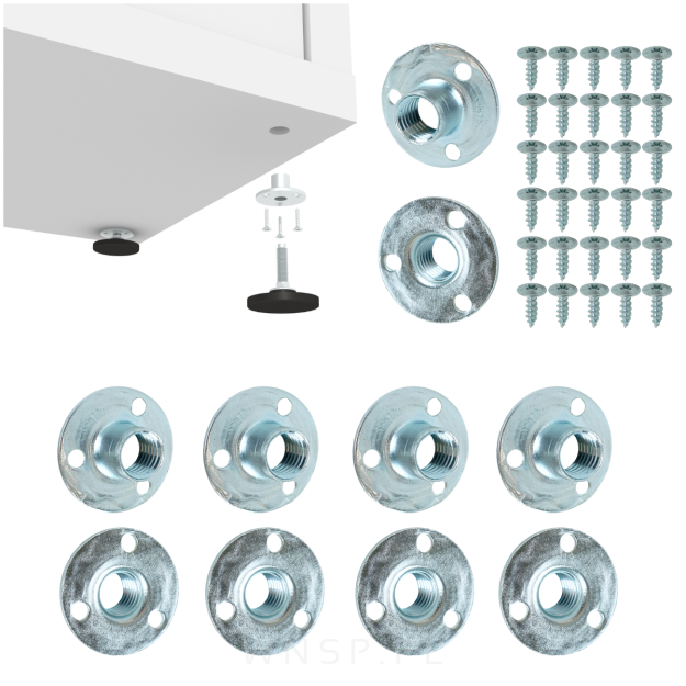 10x Nakrętka M8 x 12 mm z kołnierzem Ø 25 mm do przykręcania, zestaw z wkrętami